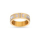 Guy Laroche Grace Gold-Plated Ring With Mother Of Pearl And Crystals Size 52
