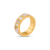 Guy Laroche Grace Gold-Plated Ring With Mother Of Pearl And Crystals Size 52