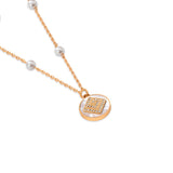 Guy Laroche Gisele Ladies Small Rose-Gold Necklace With Mother Of Pearl & Crystals