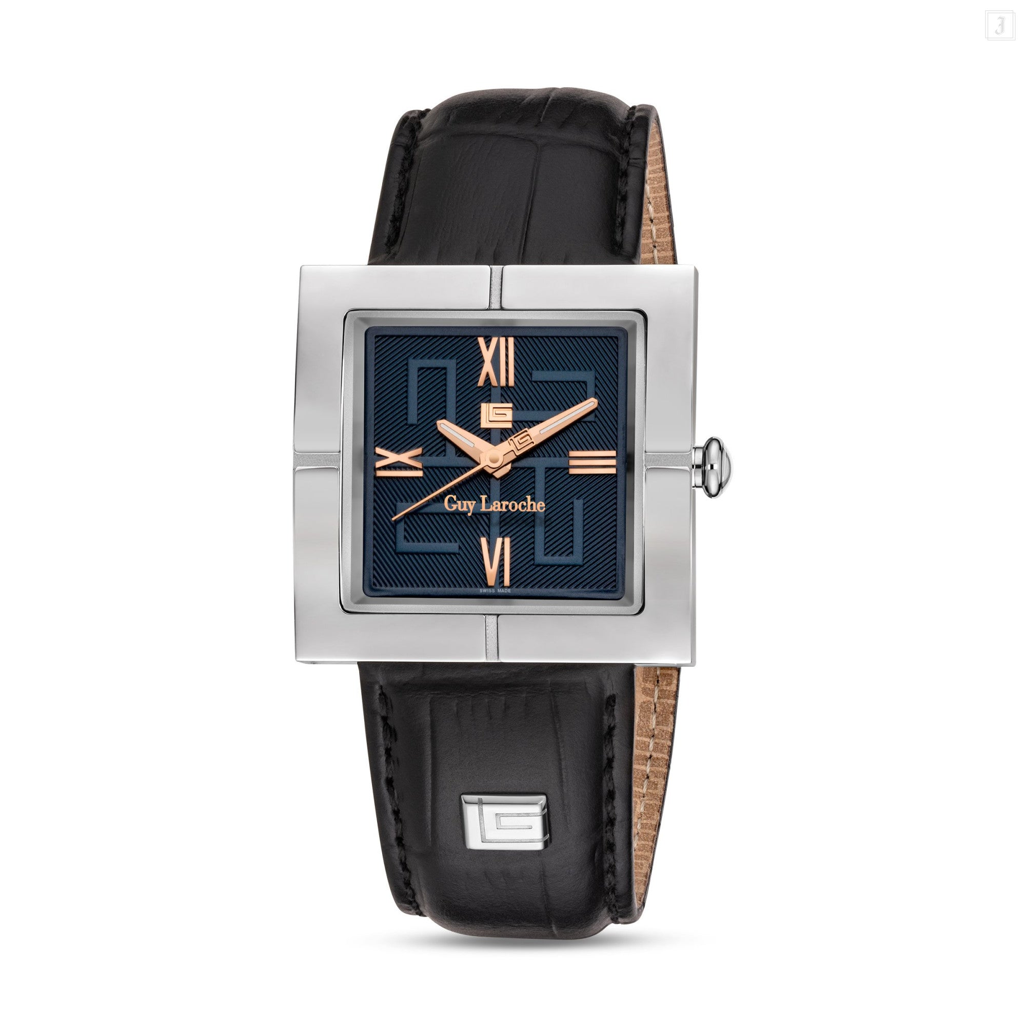 Guy Laroche Camille Gents Blue Dial Stainless Steel Leather Strap Watc Bluesalon