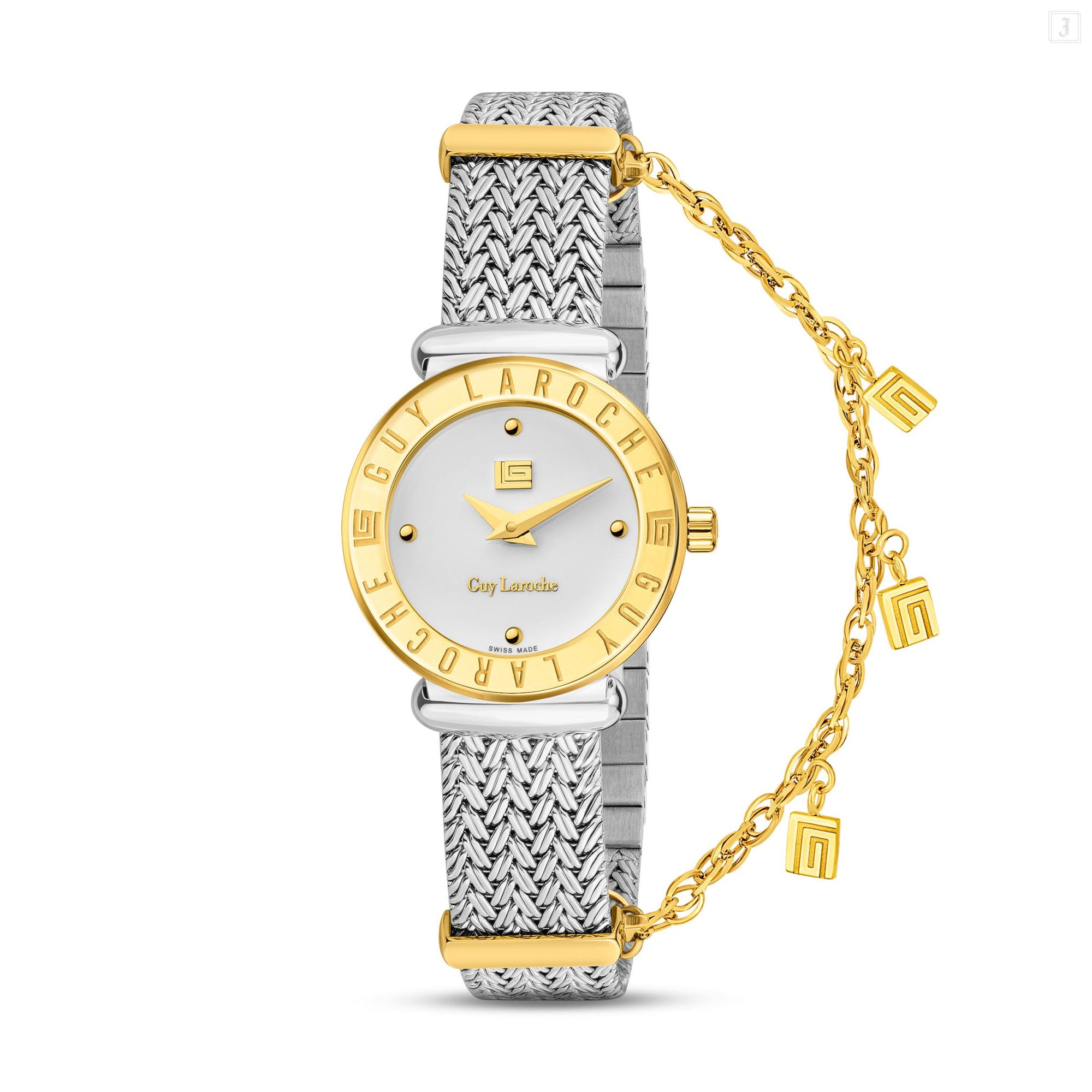 Guy Laroche Betty Ladies White Dial Stainless Steel Gold Plated Watch Bluesalon