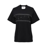 Iceberg Women's Black Crew Neck T-Shirt with Embossed Logo and Stud Detail