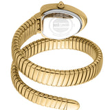 Just Cavalli Wait Ladies Red Dial Yellow Gold Snake Shaped Watch