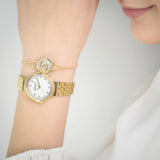Just Cavalli Brave Snake Ladies White MOP Dial Yellow Gold Watch and Bracelet Set