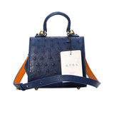 Kyra Women's Rubby S Ostrich Handbags Navy Blue