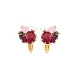 Les Nereides Roses And Blackcurrant Berries Clip-On Earrings