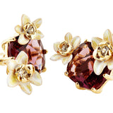 Les Nereides Faceted Glass And Vanilla Flower Clip-On Earrings