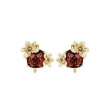 Les Nereides Faceted Glass And Vanilla Flower Clip-On Earrings