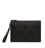 MCM Aren Wristlet Zip Pouch in Maxi Monogram Leather
