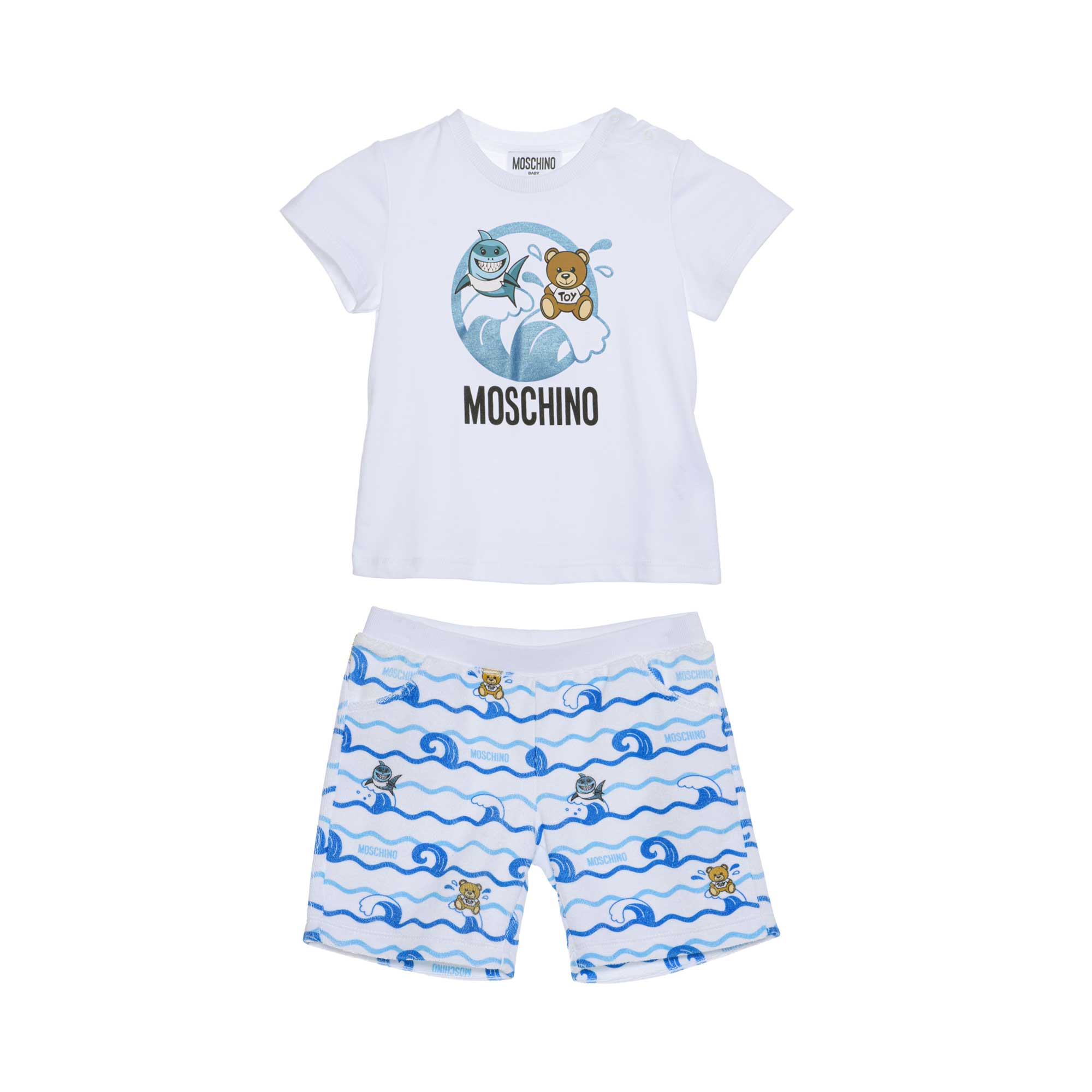 Baby cotton-blend top and leggings set in multicoloured - Moschino Kids