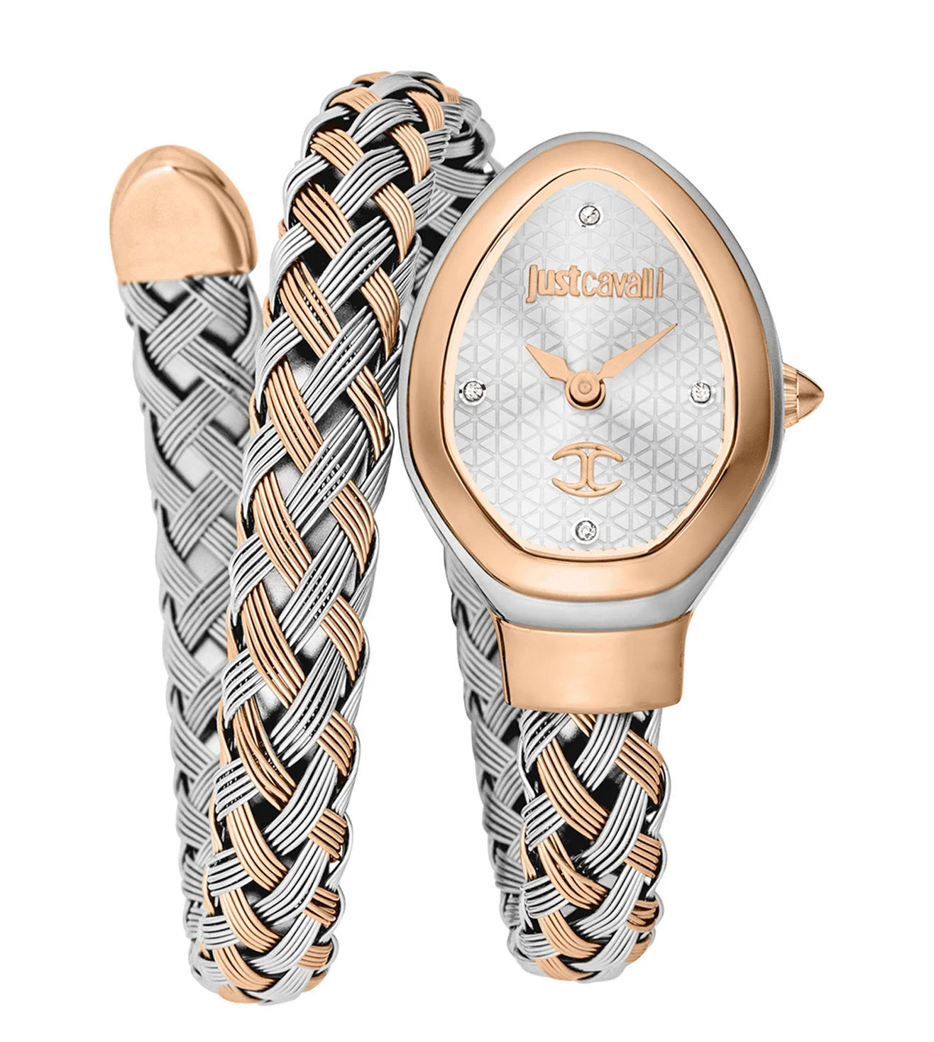 Just Cavalli Novara Women s Oval Two Tone Silver Rose Gold Watch
