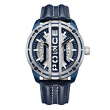 Police Fast Lane Gents Blue Leather Strap Watch