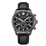 Police Rangy Gents Black Dial Black Leather Strap Watch