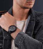 Police Burbank Gents Black Dial Black Stainless Steel Watch