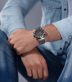 Police Driver II Gents Black Dial Stainless Steel Watch