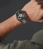 Police Driver II Gents Black Dial Stainless Steel Watch