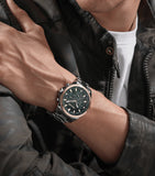 Police Motion Gents Green Dial Stainless Steel Watch