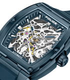 Police Skeletor Gents Automatic Blue Case Blue Silicone Strap Watch