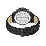 Police Electrical Gents Black Dial Black Leather Starp Watch
