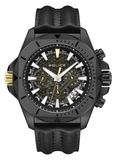 Police Electrical Gents Black Dial Black Leather Starp Watch