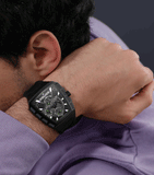 Police Tough Gear Gents Black Dial Black Silicone Starp Watch