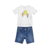 Roberto Cavalli Kids Baby Boy's  White & Blue Set of T- Shirt & Bermuda