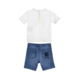 Roberto Cavalli Kids Baby Boy's  White & Blue Set of T- Shirt & Bermuda