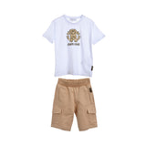 Roberto Cavalli Kids Boy's White & Beige Set of T-Shirt & Bermuda