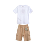 Roberto Cavalli Kids Boy's White & Beige Set of T-Shirt & Bermuda