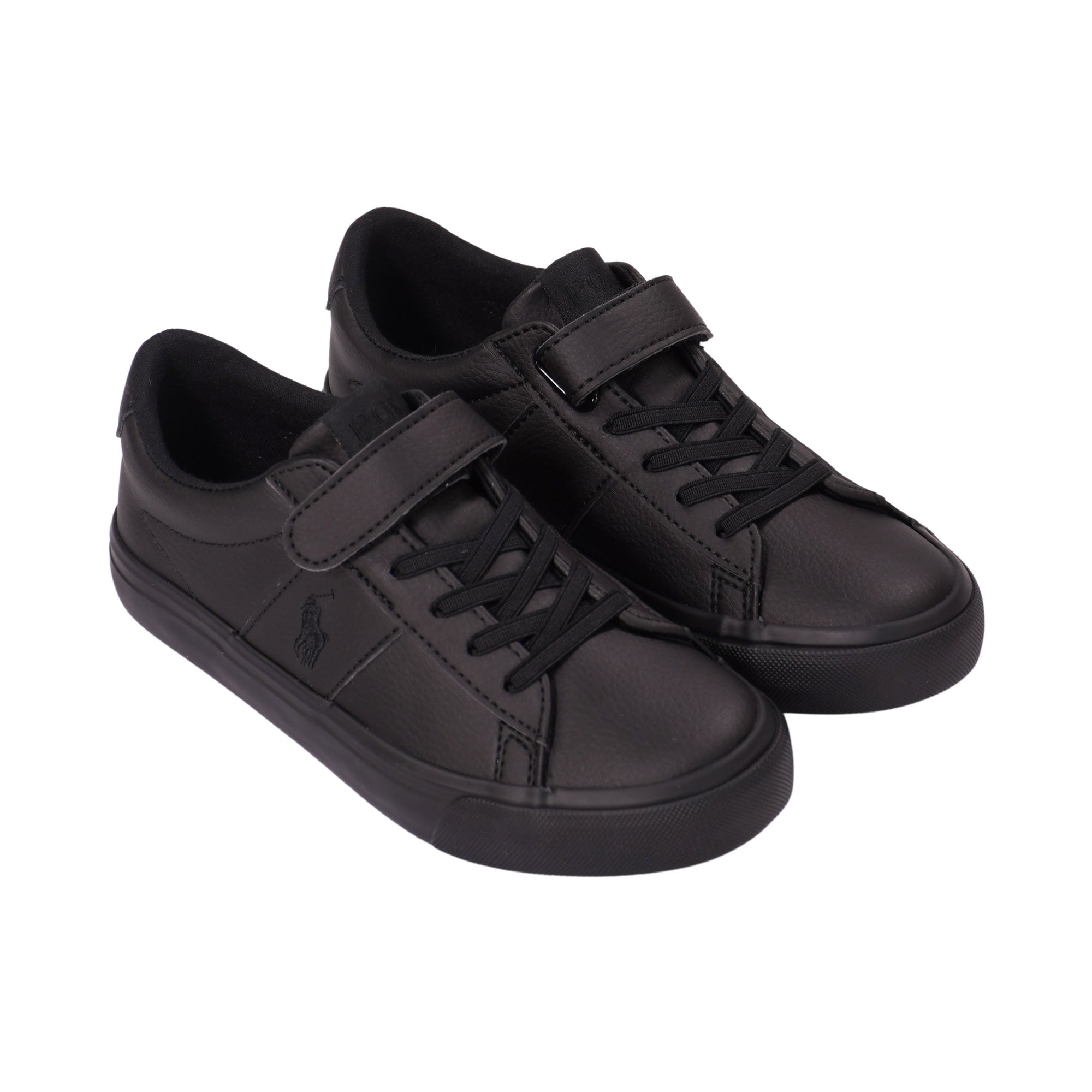 Boys black shop ralph lauren trainers