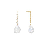 Shashi Diamond Baroque Drop Earring, Vermeil on Sterling Silver, Freshwater Pearl