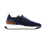 Santoni Men's Knit Navy & Orange Sneaker