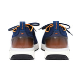 Santoni Men's Knit Navy & Orange Sneaker