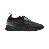 Santoni Men's Hybrid Black & Orange Leather & Knit Sneaker