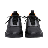 Santoni Men's Hybrid Black & Orange Leather & Knit Sneaker