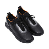 Santoni Men's Hybrid Black & Orange Leather & Knit Sneaker