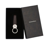 Stefano Ricci Men's Leather Key Fob with Hexagonal Logo