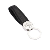 Stefano Ricci Men's Leather Key Fob with Hexagonal Logo