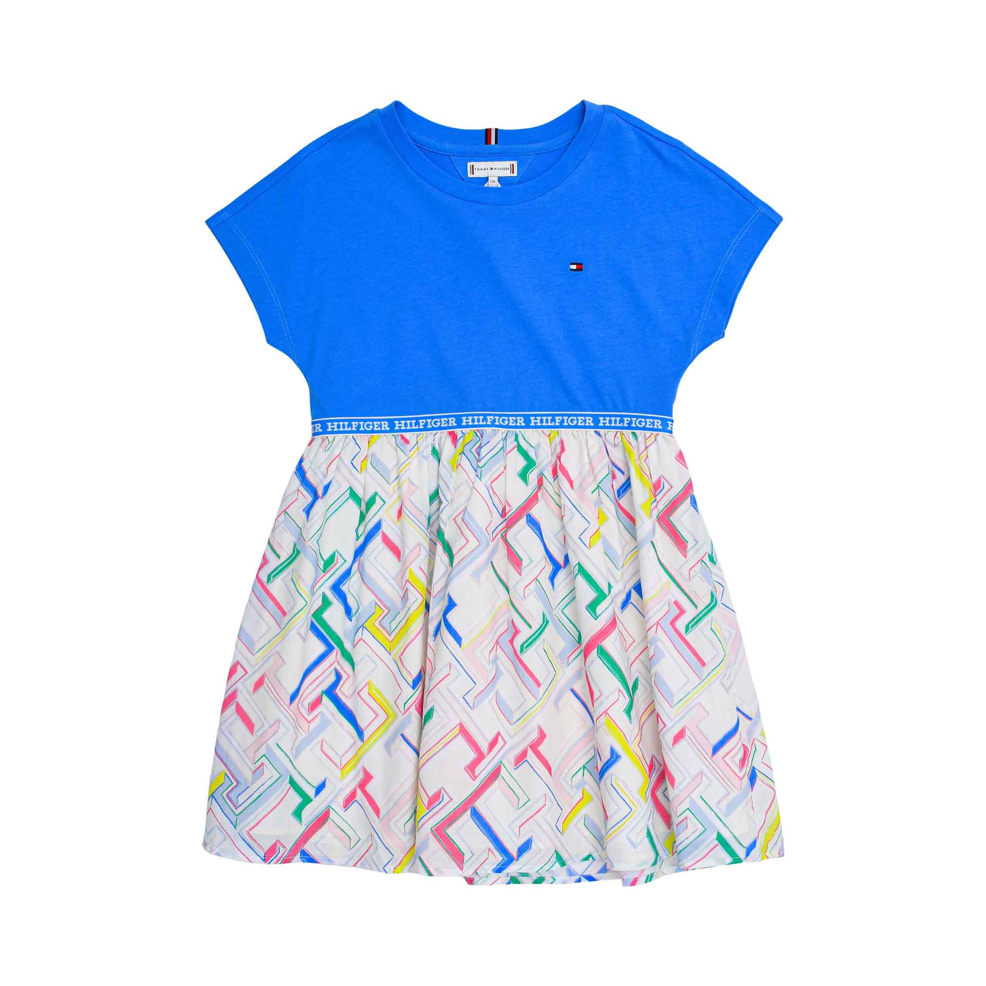 Tommy Hilfiger Kids Girls Blue Ivory Logo Dress Bluesalon