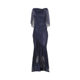 Talbot Runhof Women's Nautical  Blue Long Dress