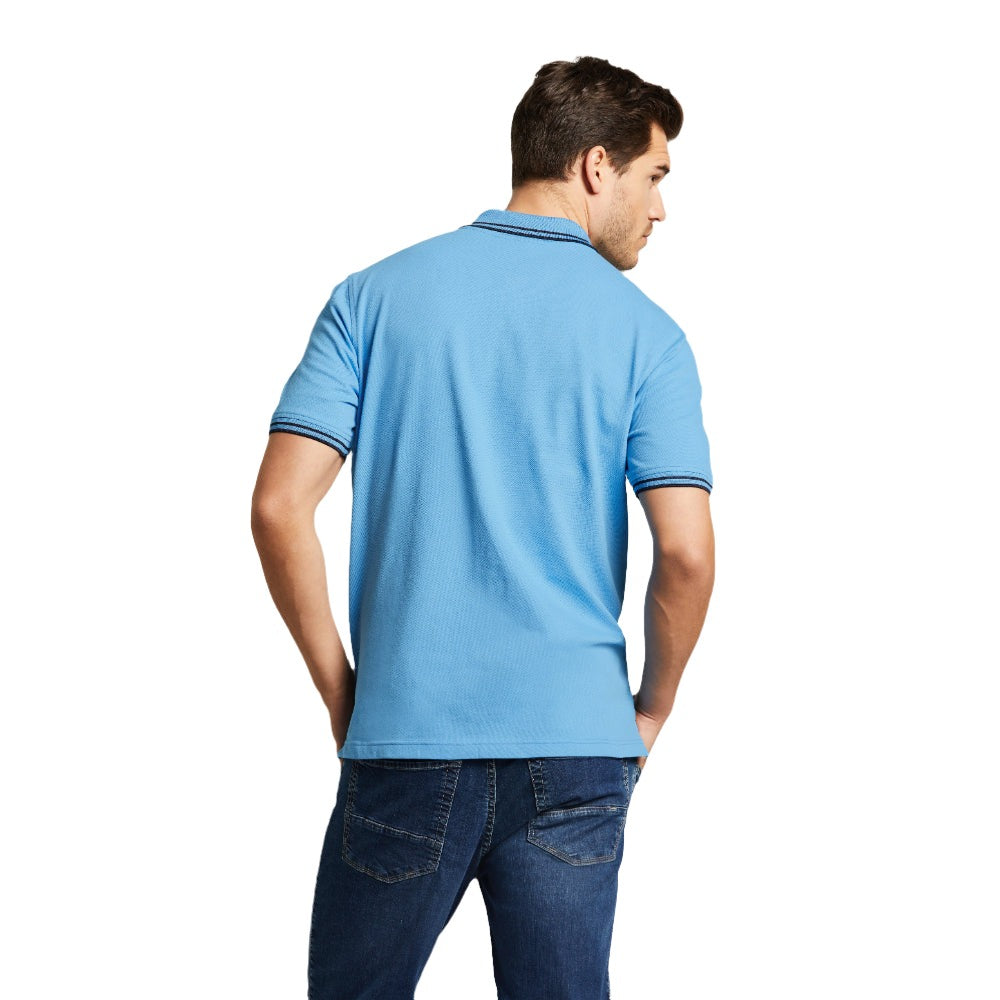 Bugatti Polo Shirt With Sporty Contrasting Stripes Bluesalon