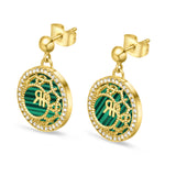 Cerruti 1881 Arabesque.3 Ladies Gold Plated Earrings With Crystal Malachite