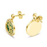 Cerruti 1881 Arabesque.3 Ladies Gold Plated Earrings With Crystal Malachite