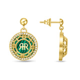 Cerruti 1881 Arabesque.3 Ladies Gold Plated Earrings With Crystal Malachite