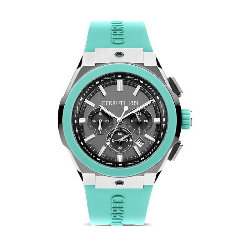 Cerruti 1881 Ruscello Men s Black Dial Turquoise Silicone Strap