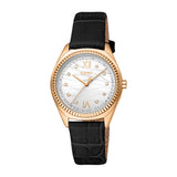 Esprit  Uma S Ladies Silver Dial Black Leather Strap Watch