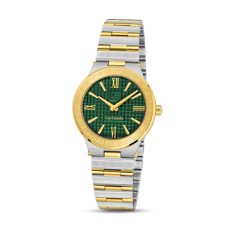 Guy Laroche Sacha Ladies Green Dial Silver Gold Plated Stainless Steel Bluesalon