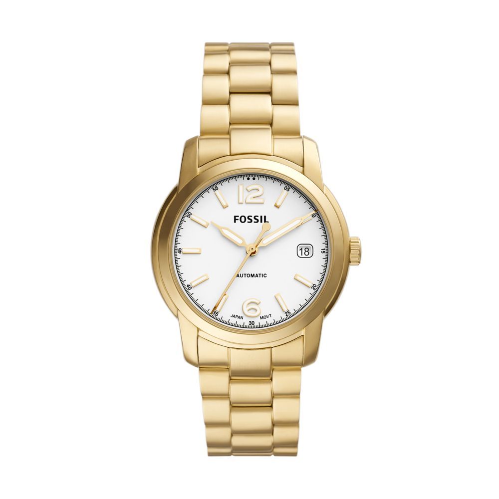 Fossil Heritage Ladies Automatic Gold Tone Stainless Steel Watch Bluesalon