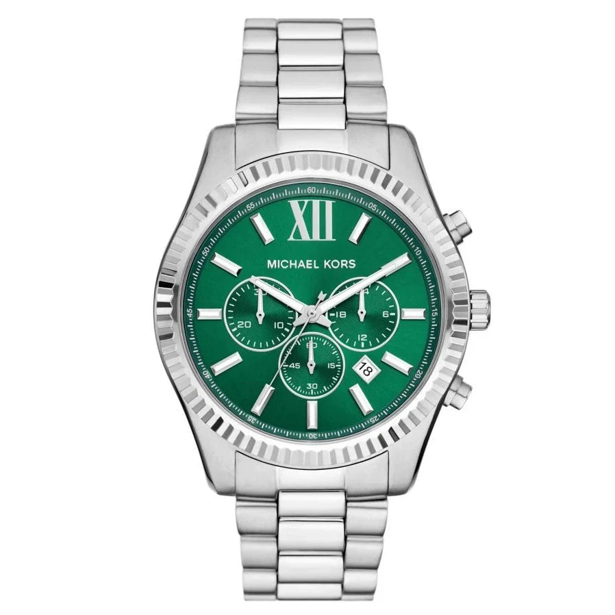 Michael Kors Lexington Chronograph Gents Green Dial Stainless Steel Wa Bluesalon