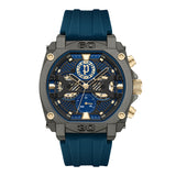 Police Norwood Gents Blue Dial IP Gun Case Blue Silicone Starp Watch